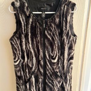 Style & Co Black and Gray Faux Fur Vest